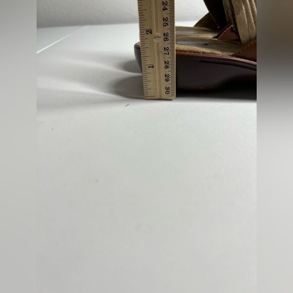 Dr Scholls Sandals Womens Size  8 Slides Woven Brown Leather Open Toe Low Heels - Picture 5 of 7